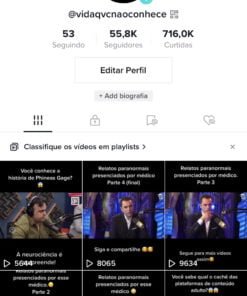 Perfil TikTok 55k de seguidores - vidaqvcnaoconhece