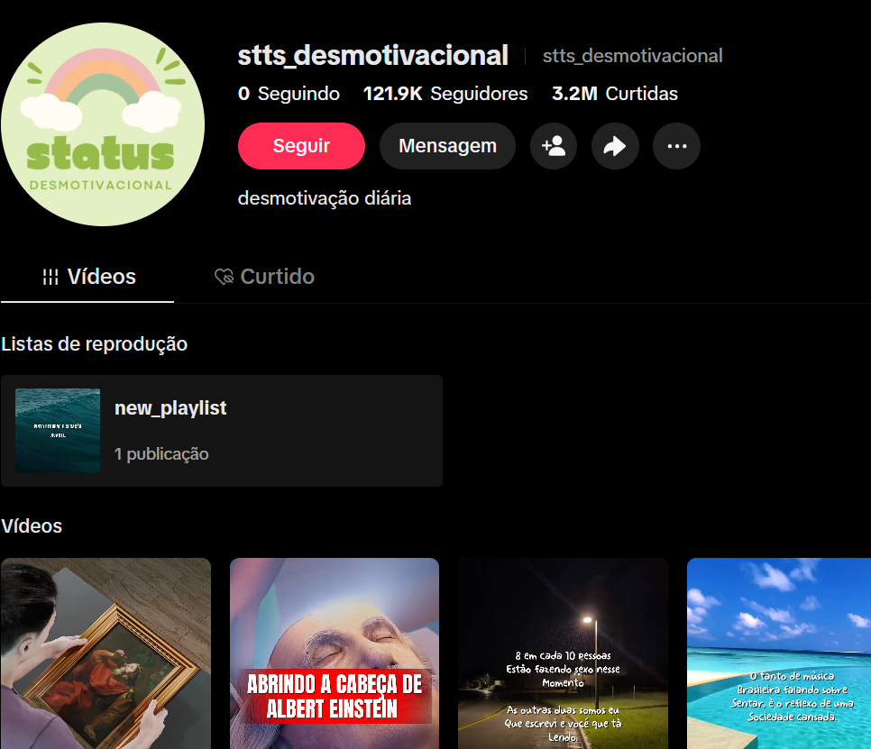 Captura de tela 2026-03-19 183520 TIKTOK 121.9K Seguidores 3.2M Curtidas- stts_desmotivacional - Imagem 1