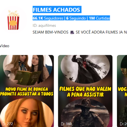 CANAL NO KWAI FILMES ACHADOS 66.1K Seguidores | 6 Seguindo | 1M Curtidas