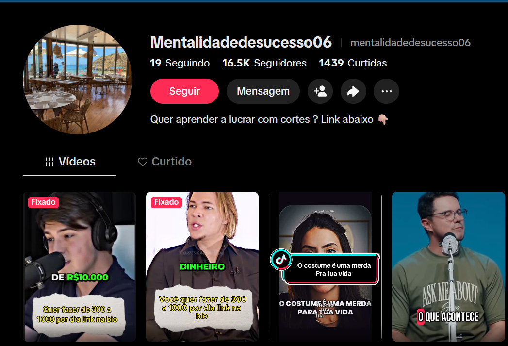 Captura de tela 2026-03-19 194511 Conta TikTok 16.5K Seguidores 1439 Curtidas - Mentalidade de sucesso - Imagem 1