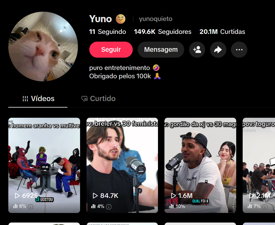 Captura de tela 2026-03-19 194821 CONTA TIKTOK | 149,5K SEG | 20,2 MILHÕES CURT | NICHO ENTRETENIMENTO & GAME | 30 VS 1 | ATIVO RARO 🔥 - Imagem 1