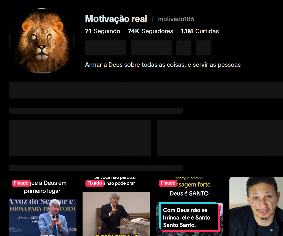 Captura de tela 2026-03-19 195901 CONTA TIKTOK MONETIZADA | 74K SEG | 1,1MILHÃO CURT | MOTIVAÇÃO & MENTALIDADE de SUCESSO | ATIVO ESCALÁVEL 📈 - Imagem 1