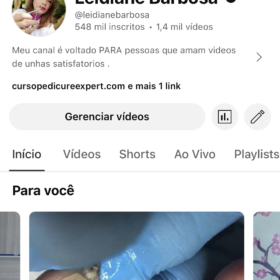 Canal no YouTube 548k inscritos 1.4K videos