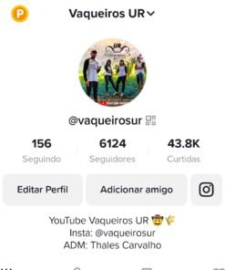 Tik Tok com mais de  6123 Seguidores 43.8K Curtidas