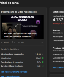 Canal 4700 Inscritos/36,5 mil horas assistidas e 4 MM Views
