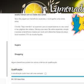 Vendo Combo 2 Canais Youtube de 84K e quase 15K + Tiktok 145K