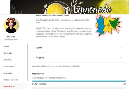 Vendo Combo 2 Canais Youtube de 84K e quase 15K + Tiktok 145K