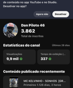 Canal com engajamento alto -3,86 mil assinantes