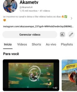 Canal YouTube com 1,15k de inscritos