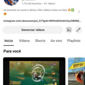Canal YouTube com 1,15k de inscritos