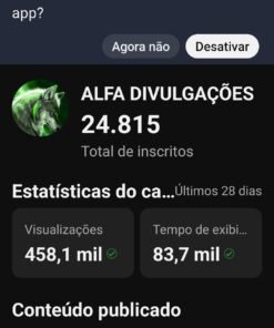 Canal 24K com alto engajamento com media de 500 mil a 1 milhão de viws por mês