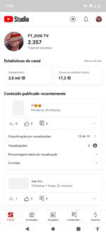 Canal do YouTube de free Fire red block - 2,4 mil inscritos