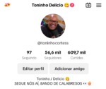 Conta do Tik Tok, 56k de seguidores e monetizada.