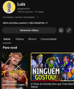 Conta no YouTube -2 mil assinantes