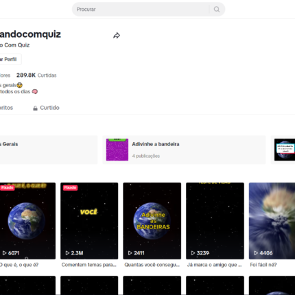 Conta monetizada tiktok - Nicho Quiz -25,7K Seguidores
