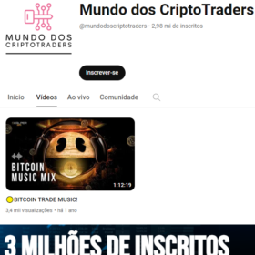 Canal Youtube - Criptomoedas - 2,9 milhões de Inscritos