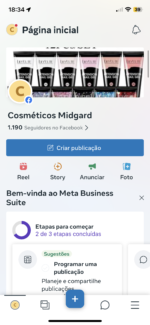 Facebook página 1100 Seguidores para cosméticos e beleza e vídeos em geral