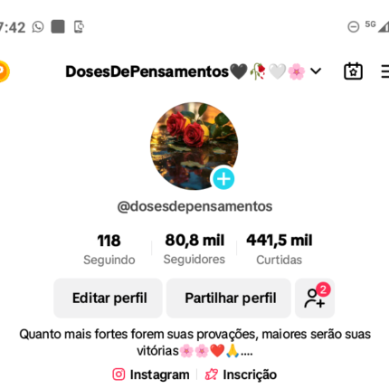 Tiktok engajado e MONETIZADO 80.8K Seguidores 441.5K Curtidas