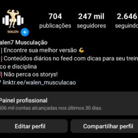 Conta do Instagram 247 mil seguidores nicho de musculação, academia, treino e etc