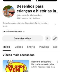 Canal com um terço dos requisitos para monetizar Historiainfantiledesenhos ‧ 531 inscritos ‧ 424 vídeos