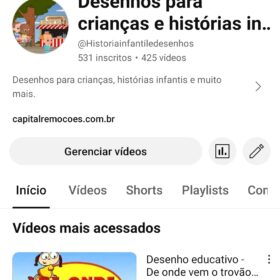 Canal com um terço dos requisitos para monetizar Historiainfantiledesenhos ‧ 531 inscritos ‧ 424 vídeos