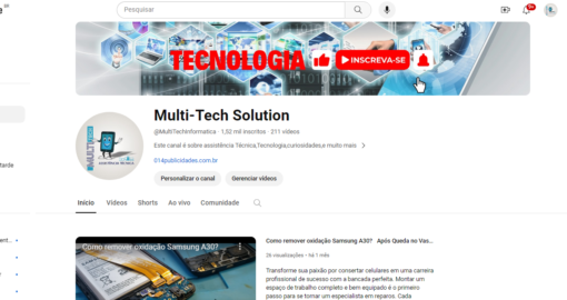 Canal de assistência técnica com 1500 Inscritos