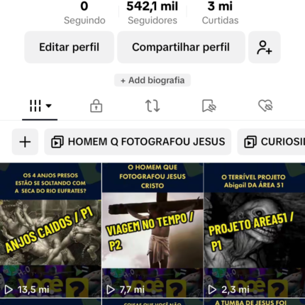 Conta Tiktok Monetizada 542K de Seguidores
