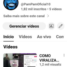 CANAL NO YOUTUBE COM MAIS DE 1.800 INSCRITOS