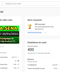 Canal youtube 401 inscritos - resultado da loteria