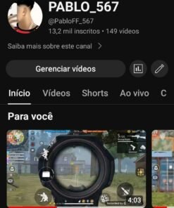 Canal do YouTube (Free Fire) 13,2 mil inscritos • 149 vídeos