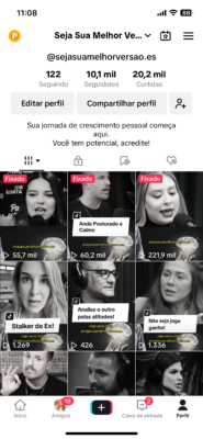 Tiktok não monetizado com 10,1k de seguidores 90% Br