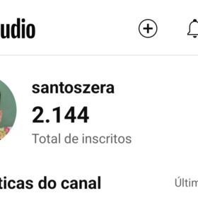 CANAL NO YOUTUBE 1M de visualização, +2k de inscritos, não monetizado
