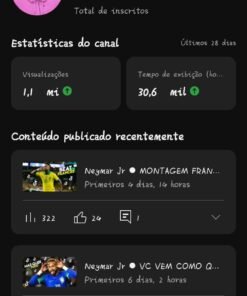 Canal do youtube com mais de 31 mil inscritos e mais de 14 milhões de visualizações