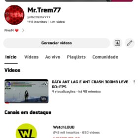 Canal com 440 inscritos no yt