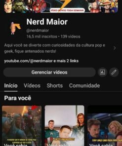 Canal nichado com 16.5 mil inscritos (4.8 milhões de views) - Não Monetizado