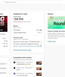 Promoção - 2 Canais Youtube com 184K e 17K de Inscritos Engajados com super desconto