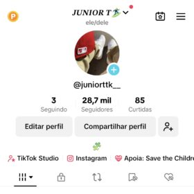 Conta do tik tok com 28k de seguidores