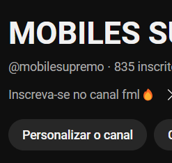 Canal de Gamer 835 Inscritos e com 7k de visualizações