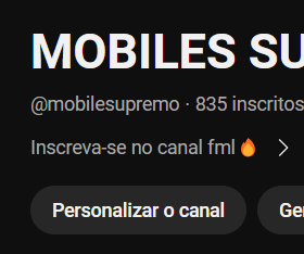 Canal de Gamer 835 Inscritos e com 7k de visualizações