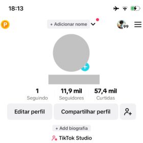 Conta TikTok com mais de 12k de seguidores e 818k de visualizações