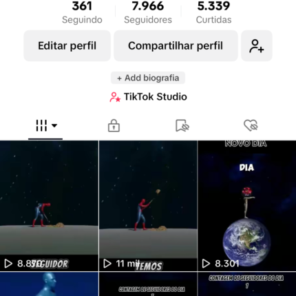 Conta Tiktok muito engajada com 7,9k de seguidores