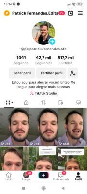 Perfil monetizado com 42,7k Tok