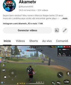 Canal YouTube com 24,5k de inscritos