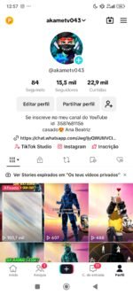 Tiktok com 15.5k de seguidores