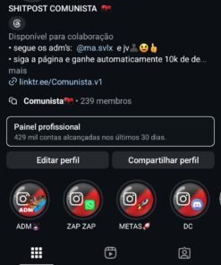 Página de meme Instagram 56.800 Seguidores