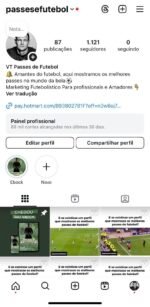 Conta no Instagram do nicho de futebol com 1.121 seguidores