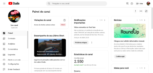 Canal castrolofc (canal de jogos) com 2500 inscritos