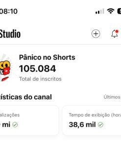 Canal YouTube 105 mil inscritos • 198 vídeos com crescimento constante