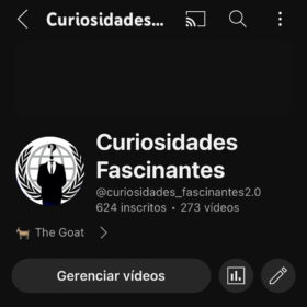 Conta do YouTube com 624 inscritos