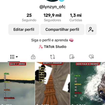Tiktok Aberta mente 129.9K Seguidores